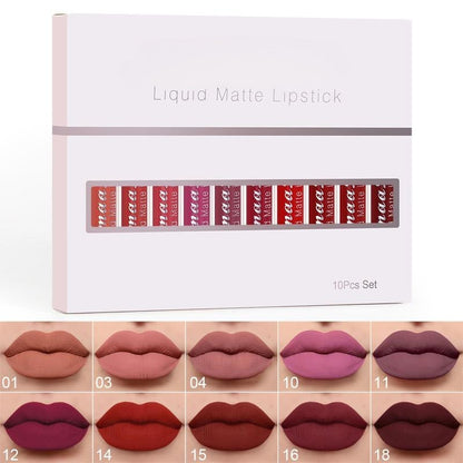 10-Color Matte Lip Set – Long-Lasting, Smooth & Hydrating Lipsticks for All-Day Wear