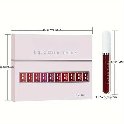 10-Color Matte Lip Set – Long-Lasting, Smooth & Hydrating Lipsticks for All-Day Wear