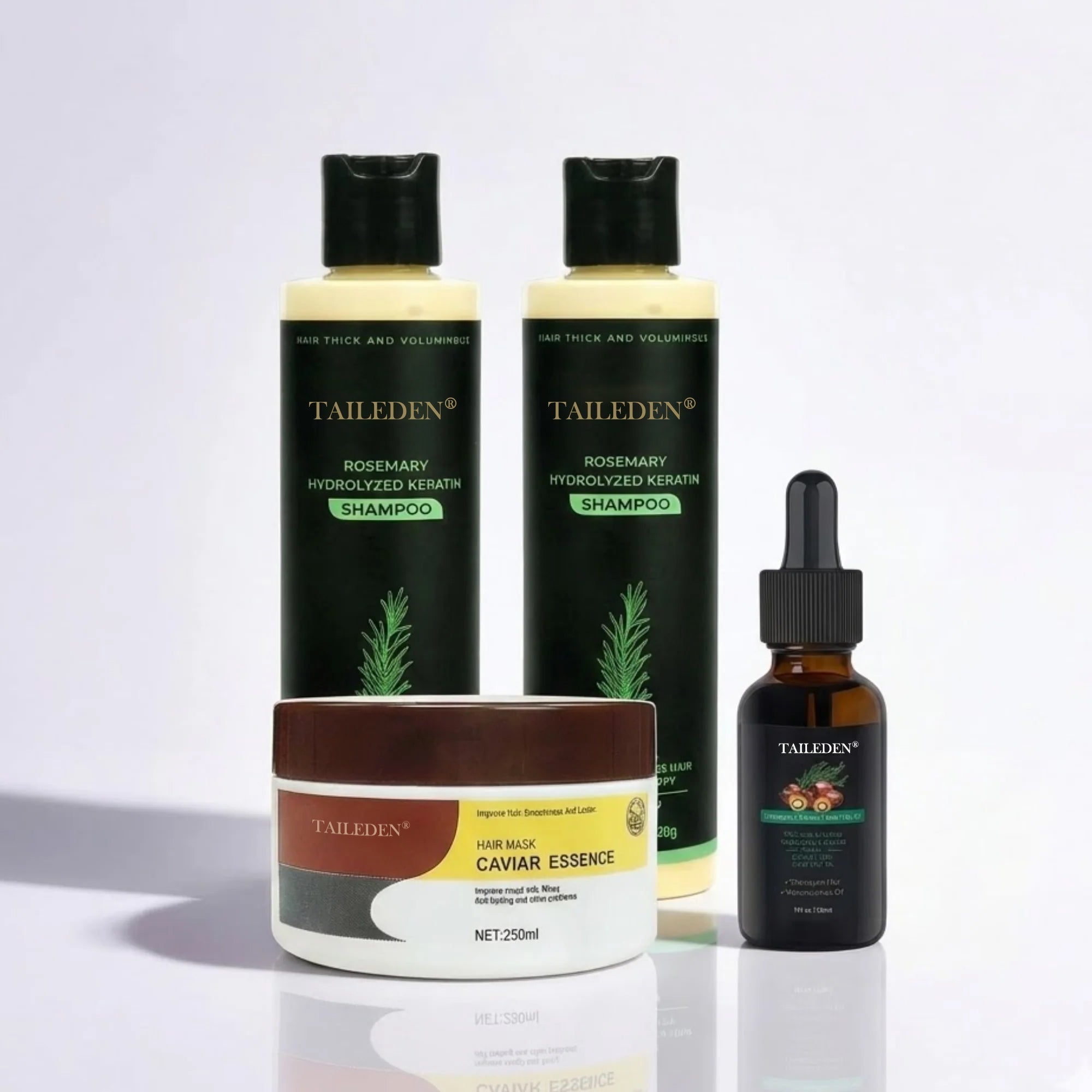✨4 Packs（2 Shampoo + Conditioner + Hair Care Oil）